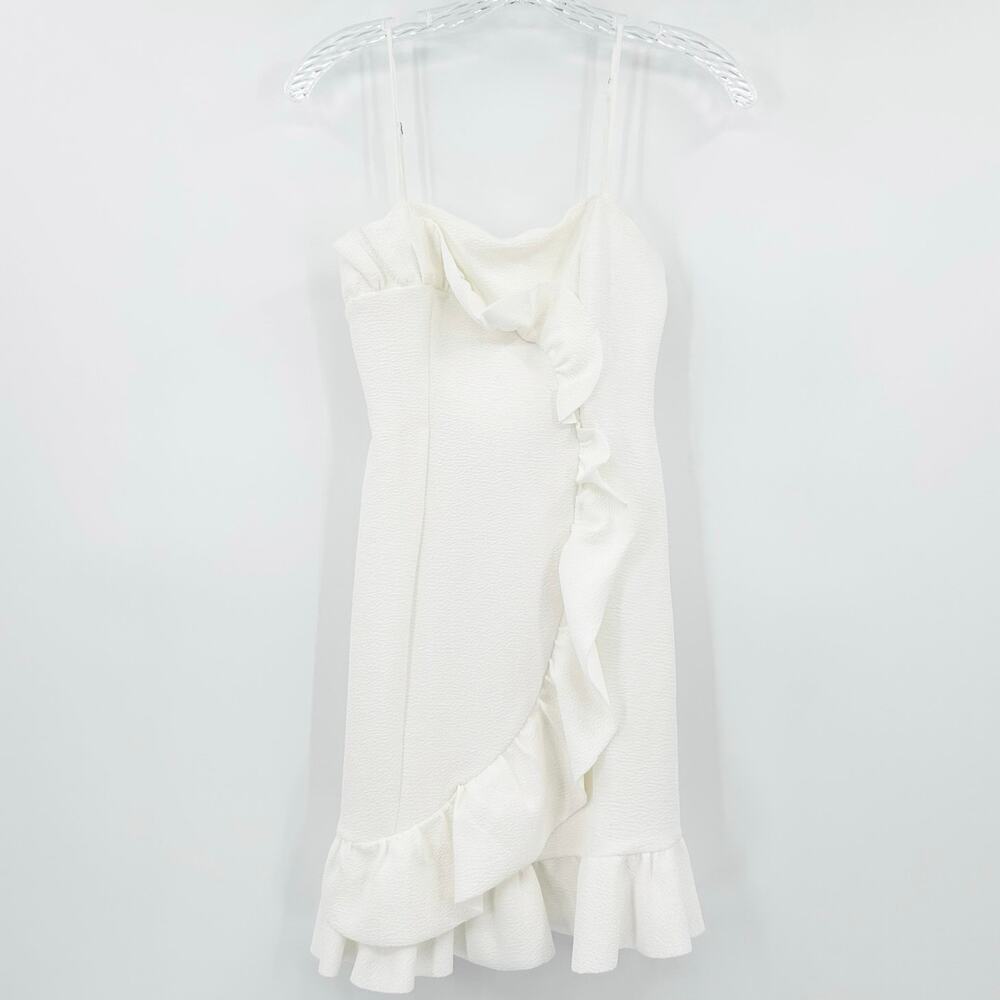 Hello  Molly White Ruffle Mini Dress Womens US XS AU 6 Cotton‑Blend Party Dress - Picture 3 of 10